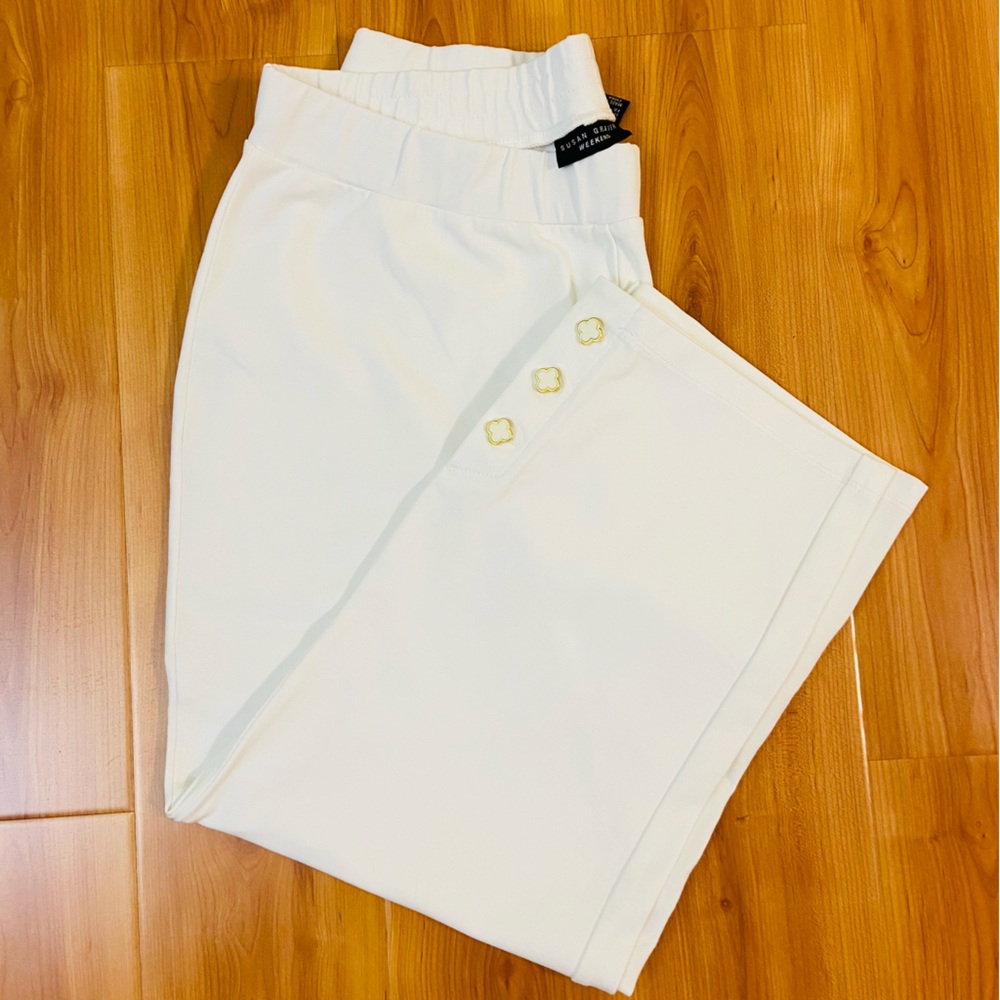 Susan Graver Weekend White Cropped Capri Pants  size S